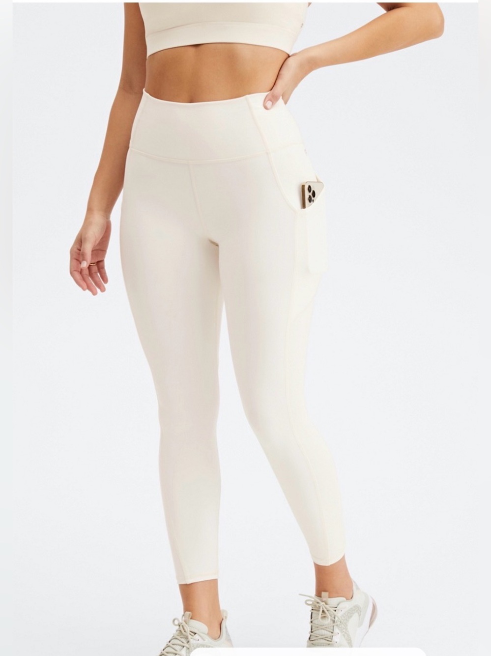 Fabletics Cream High-Waist Pocket Leggings